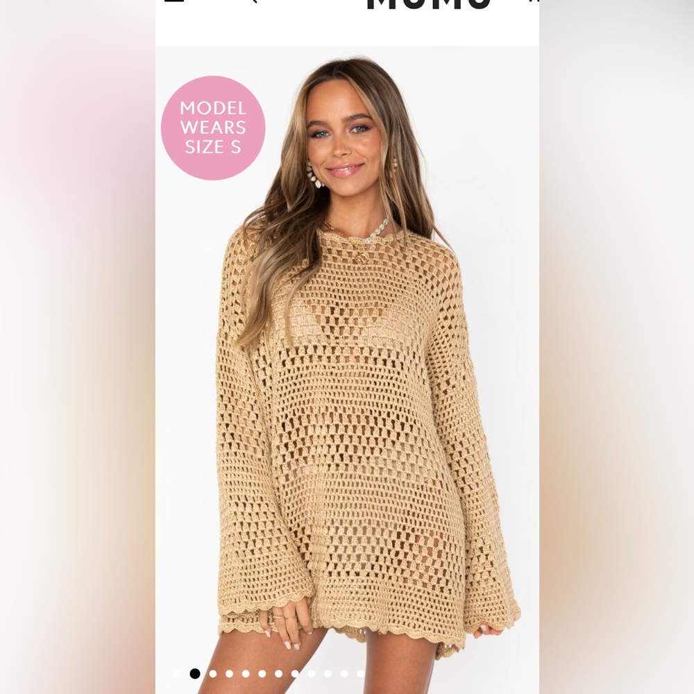 Show Me Your MuMu Crochet Knit Swim Coverup in Beige